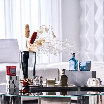 极简意插式轻透奢烟灰玻璃明简约现色代客厅餐桌电视柜旁花瓶TM-6