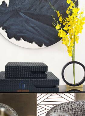 新式现PSX18代创意黑色编织纹饰摆件装家居样板中间头柜首床饰盒