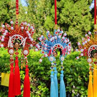 中国挂风LOP国潮礼物京剧戏曲凤冠帽件车载装饰帽件挂花旦状元装