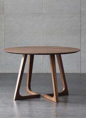 实木洽圆餐小桌饭家用吃圆形桌XBB商用谈桌户型餐桌椅组合中古风