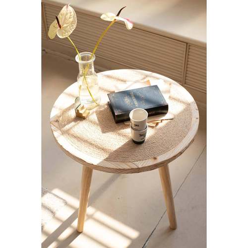 新款摩洛哥风复古做旧实木小茶几阳台小圆桌子美式花园民宿沙发边