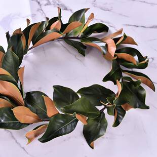 仿真白碗花叶藤高档仿真玉兰叶悬挂吊顶装饰1.4米仿真叶子藤条