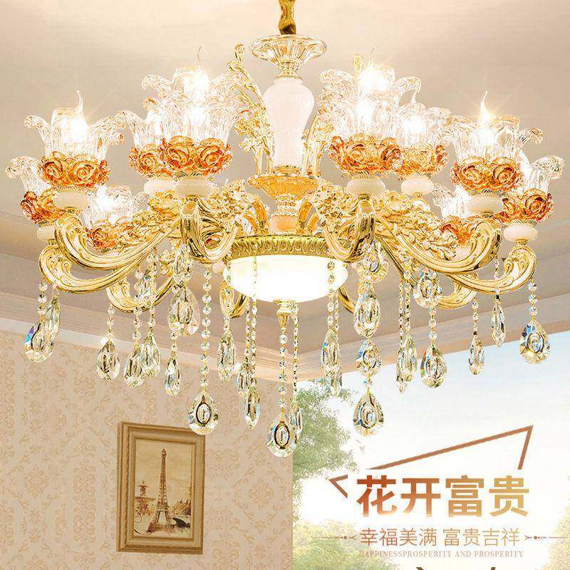 欧式水晶吊灯大气客厅吊灯简欧餐厅灯锌合金别墅家用卧室灯具
