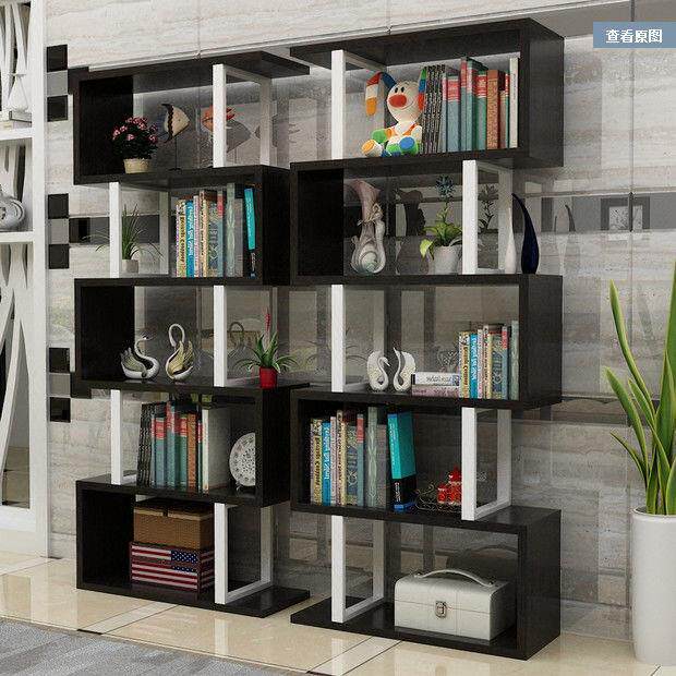 现代简约创意书架书柜置物架客厅隔板落地多层铁艺储物架简易架子