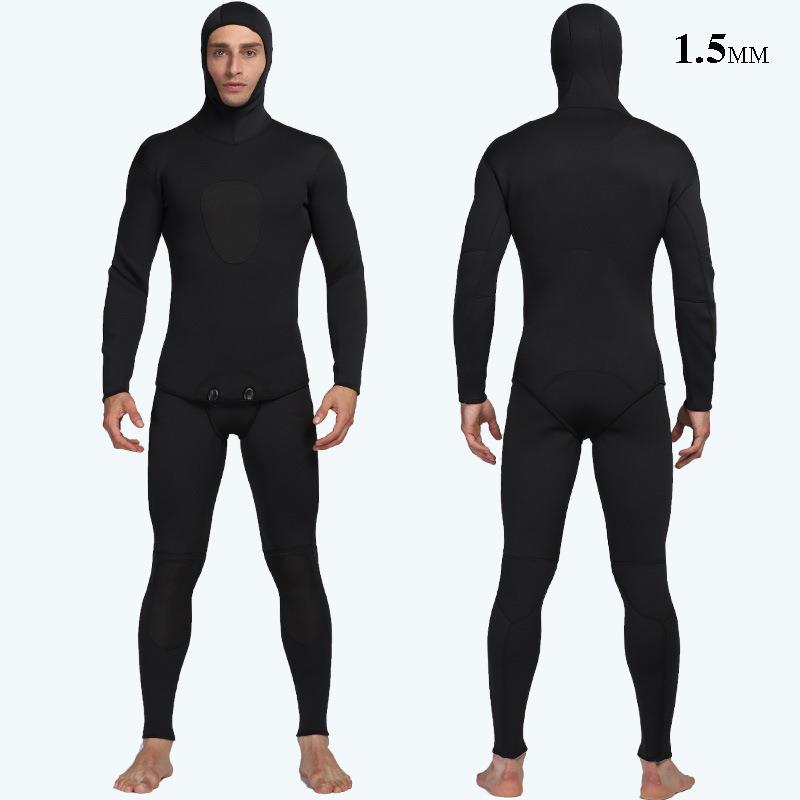 1.5MM分体二件套氯丁橡胶潜水服潜水衣保暖防寒户外黑色潜水服