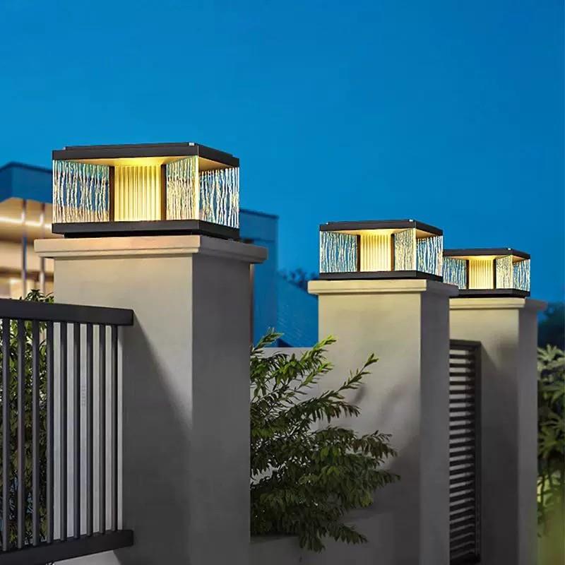 太阳能柱头灯庭院大门灯门柱灯户外围墙灯防水柱子灯别墅大门柱灯