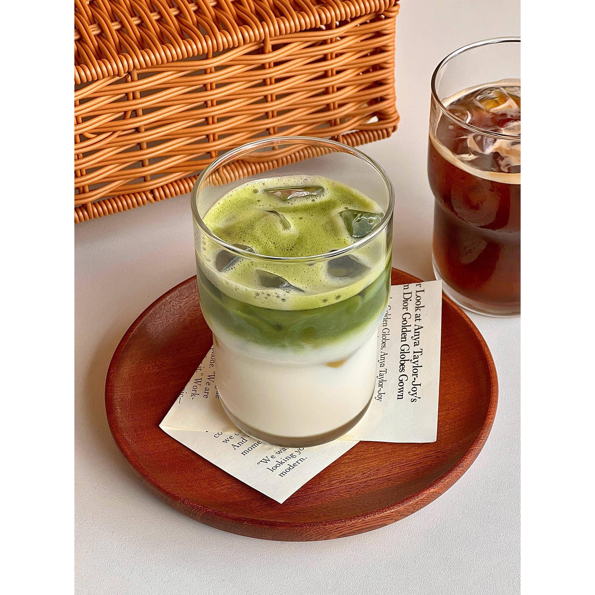 ins风叠叠杯玻璃杯咖啡杯耐热水杯家用冰美式拿铁高颜值透明杯子