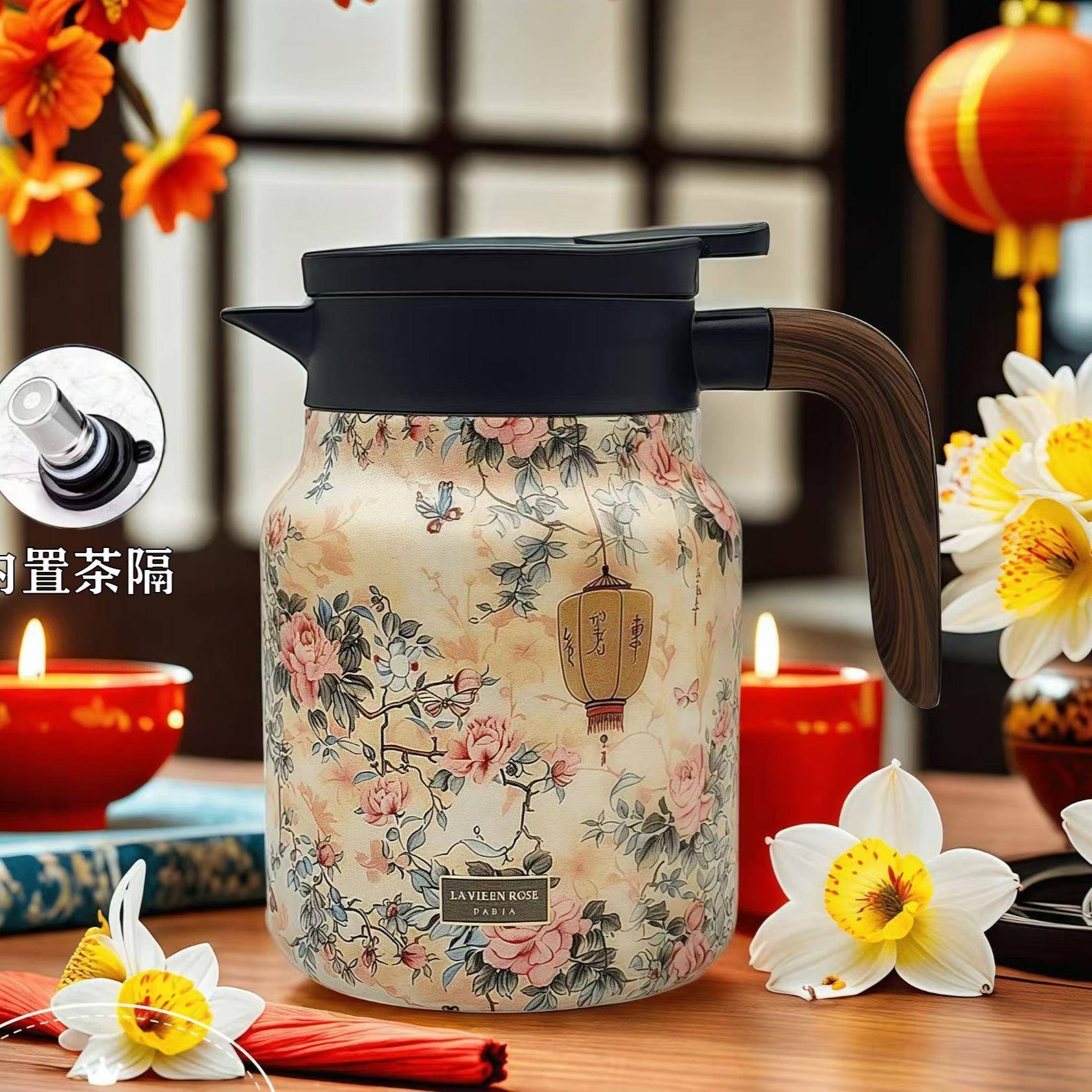 【现货发】1000毫升保温壶316不锈钢焖茶壶闷泡茶水分离保暖瓶