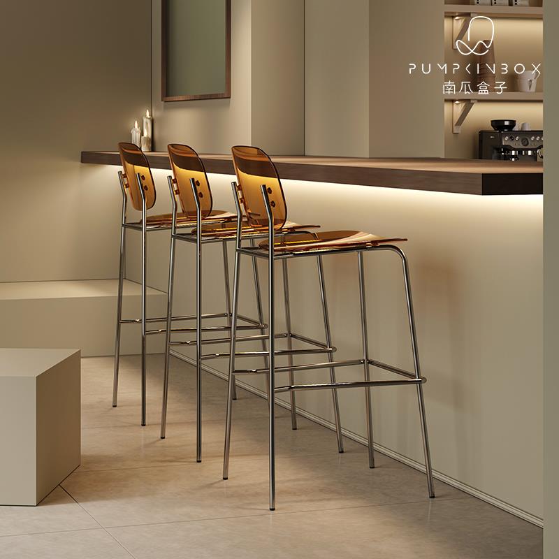 北欧吧台椅ins风奶茶咖啡店靠背高脚凳小户型家用酒吧吧凳岛台椅