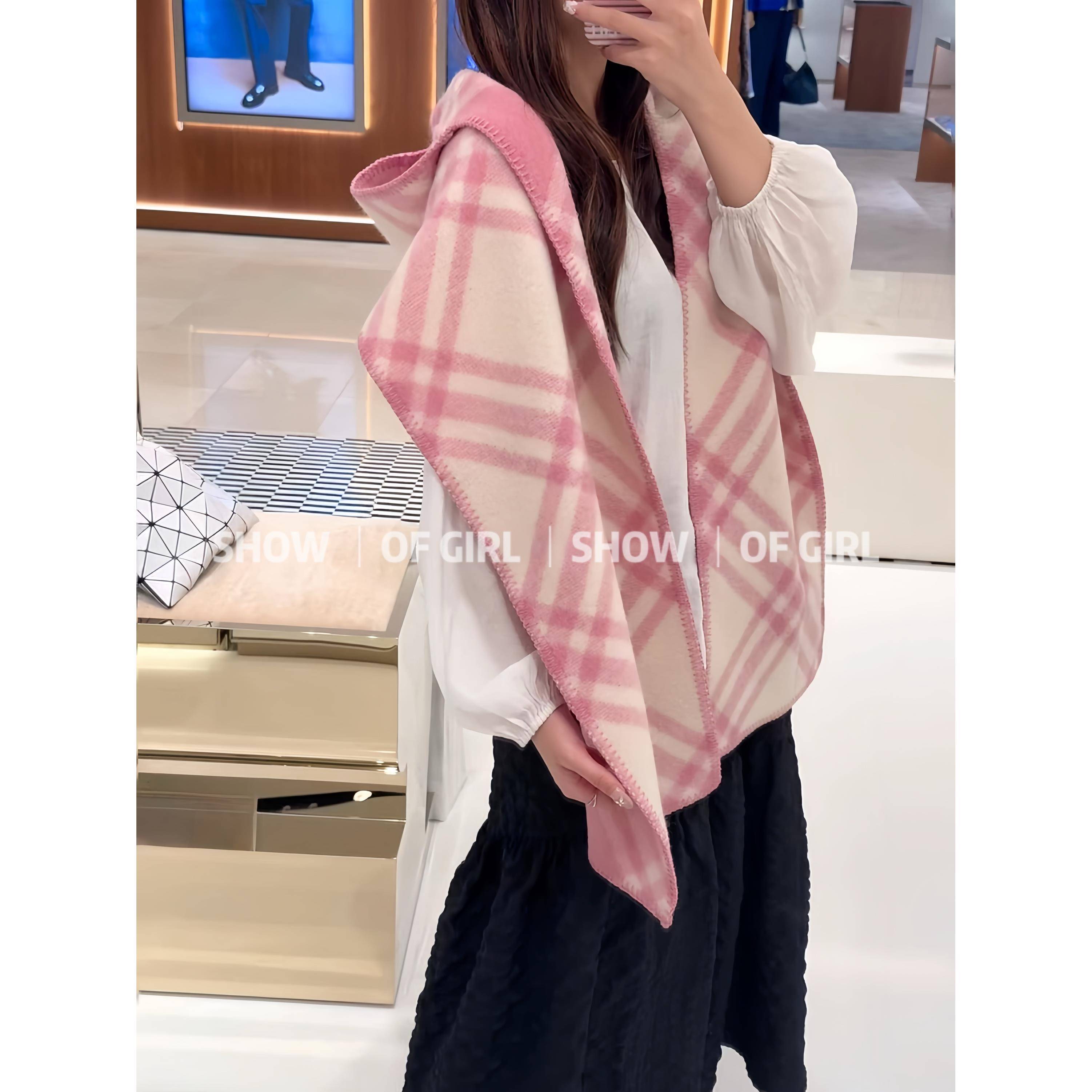 Show OF Girl 品质升级！覆古格纹羊毛双面围巾披肩围脖 男女可戴