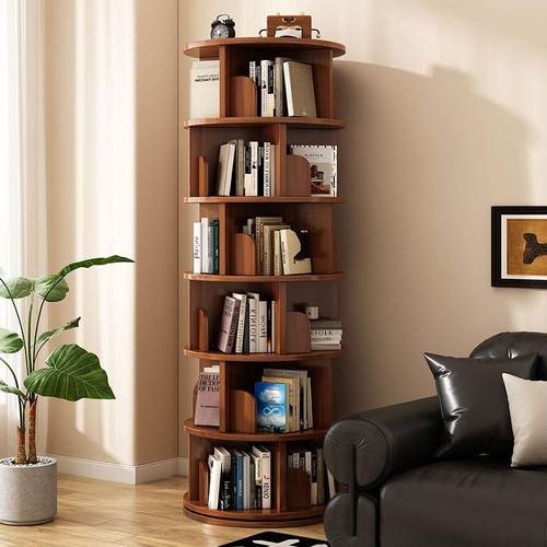 实木生态板旋转书架360度书柜落地儿童阅读书架绘本架卧室置物架