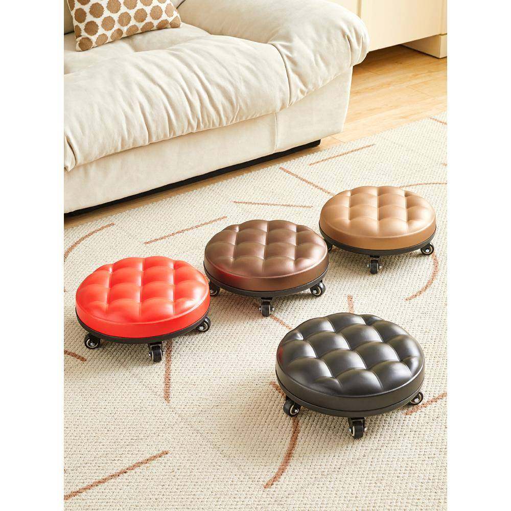 带轮小凳子家用滑轮矮凳美缝擦地小板凳沙发凳简约创意学步圆凳登