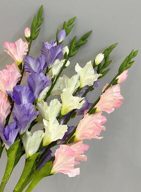 仿真花大剑兰昌兰花白色紫色粉色节节高长枝花长杆花高端假花造景