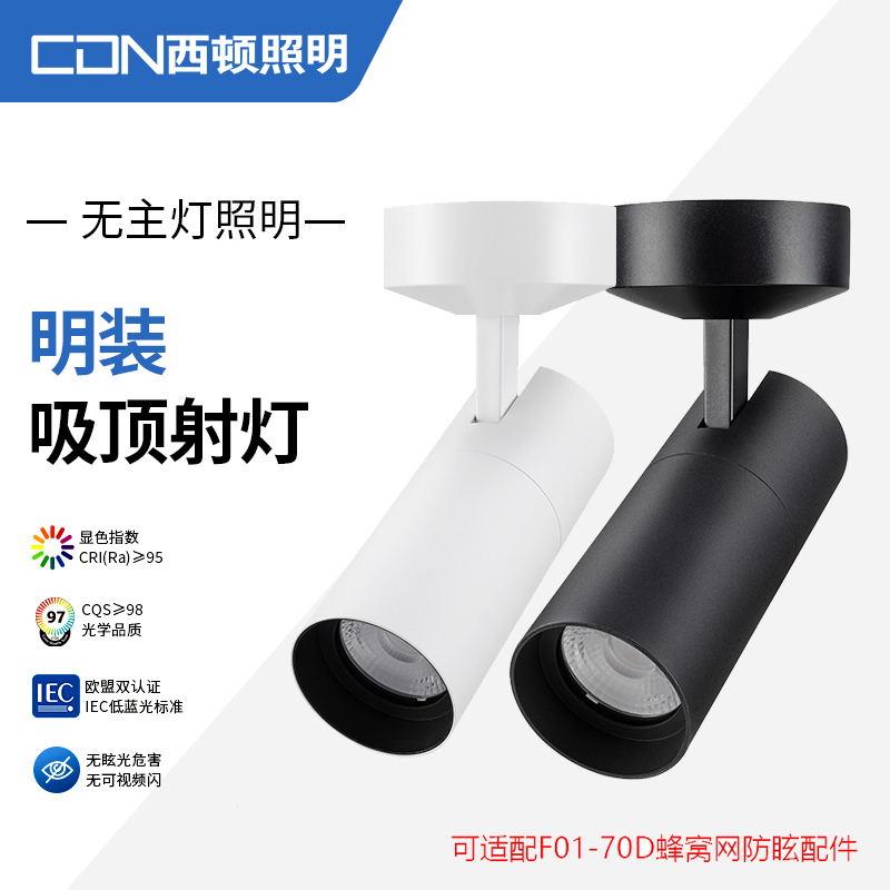 西顿照明led吸顶灯射灯15W家用防眩调节明装洗墙背景灯CEX9116C