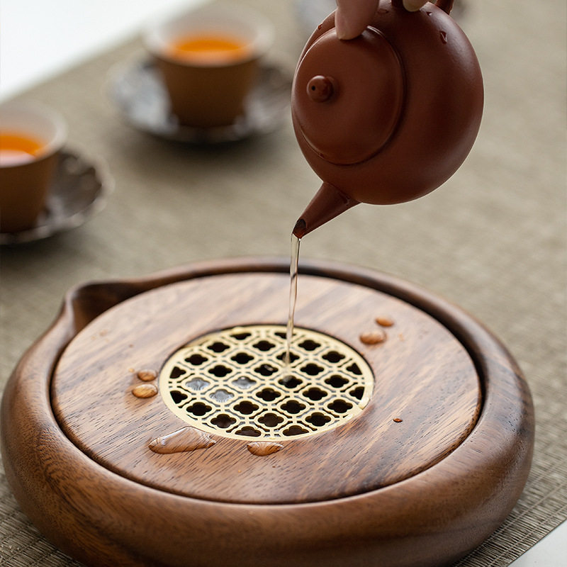 胡桃木储水式壶承茶盘新中式小型干泡台家用实木干泡盘紫砂壶壶垫
