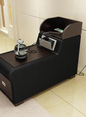 几多功能储几扶手客厅电话边茶几沙发边带功能充电皮沙发抽屉几角