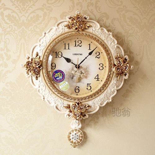 麓r时尚石英钟表欧式挂钟客厅挂式家用大气简约挂表静音挂墙轻奢