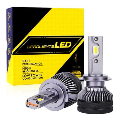 T50汽车LED大灯H7超亮灯泡双铜管H11改装6000K白光H4远近一体车灯