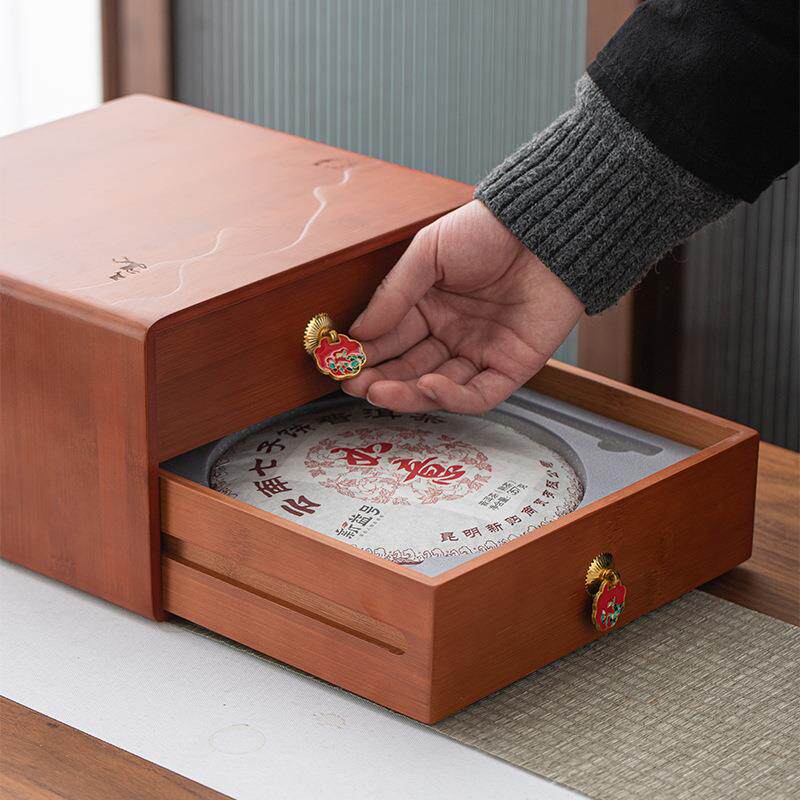 高档竹制普洱茶饼盒七子饼福鼎白茶通用200/357g单双饼收纳盒竹盒