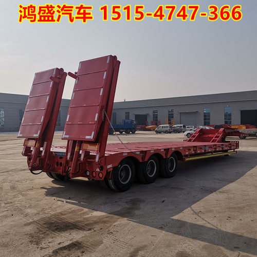 梅江区三桥摊铺机运输半挂车 两节液压爬梯斜坡角11度