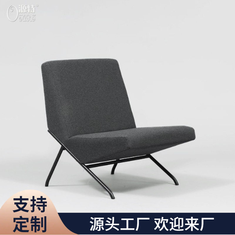 北欧布艺铁艺单人沙发创意现代客厅休闲椅简约懒革时尚小沙发