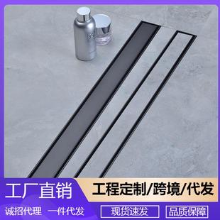 304不锈钢枪灰色卫生间下水道防臭长条形防堵隐藏式 地漏DL2214