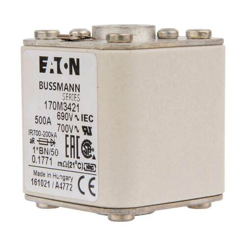 170M3421伊顿巴斯曼熔断器690VAC500A200KA分断力全范围GR熔断器
