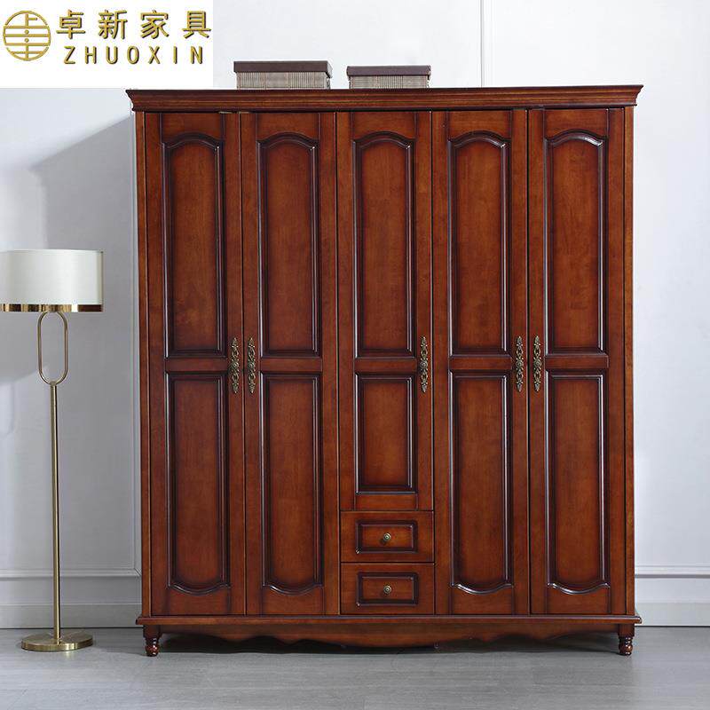 美式乡村实木衣柜组合3456门对开门主卧衣柜现代简约大衣橱加顶柜