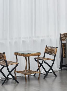 3YV5藤椅休闲餐椅简约靠背小椅子塑料编织椅阳台椅户外便携单人折