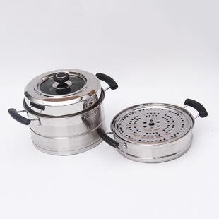 蒸锅优质不锈钢双层24cm加厚复底电磁炉锅具蒸格蒸笼厨房套装韩式