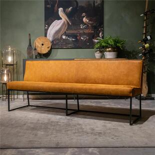 复古lofe工业风长条凳餐厅餐椅带靠背铁艺椅子双三四座皮革长条椅