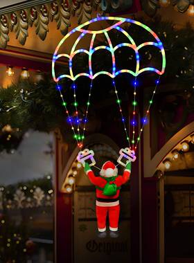 圣诞灯LED圣诞老人降落伞室灯串室内外圣诞氛围装饰节假日布置用