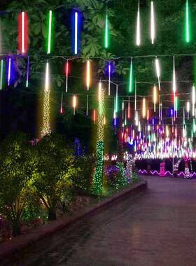 LED流星雨灯工厂欧美圣诞节日彩灯户外亮化公园装饰挂树七彩灯串