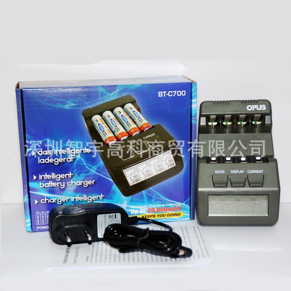 OPUSBT-C700镍氢5号7号智能充电器多功能测内阻充电器背光