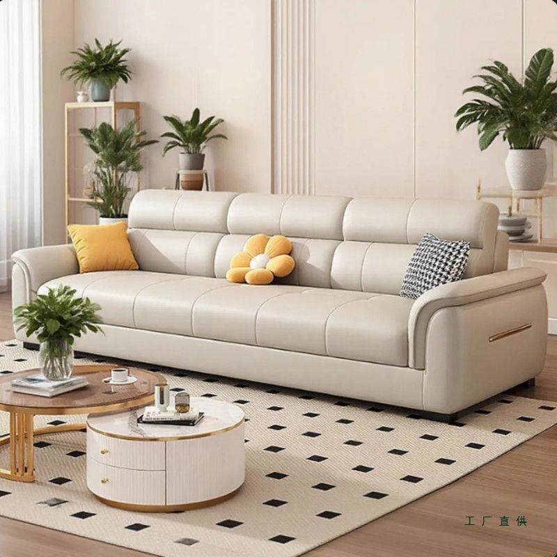 北欧猫抓皮沙发2025新款小户型直排贵妃直排三四人位真皮沙发客厅