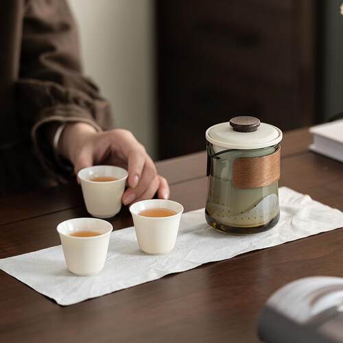 小套便携式旅行茶具套装单人快客杯一壶三杯户外旅游包功夫泡茶壶