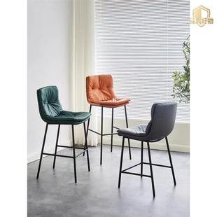 北欧吧台椅高脚凳酒吧椅舒适久坐前台接待椅子岛台高吧凳铁艺商用