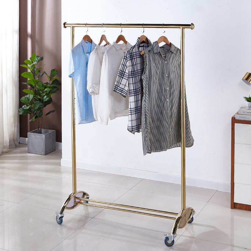 木板单杠双杠落地衣帽架卧室家用客厅阳台挂衣架展示衣架收纳架