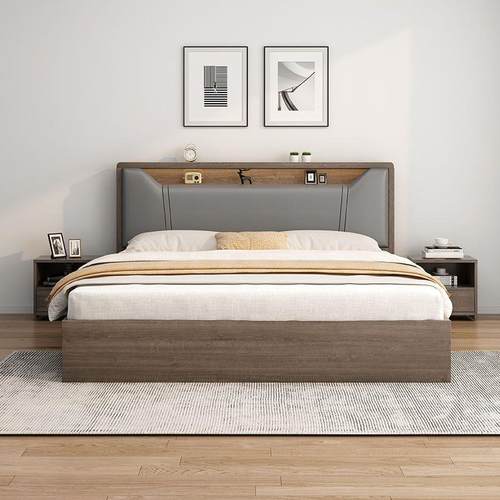 床实木床1米8双人床卧室床出租房用软包床1.5m储物床1米2单人床架