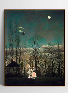 卢梭狂欢节之夜喷绘挂画仿制油画客厅卧室沙发背景装饰画风景画