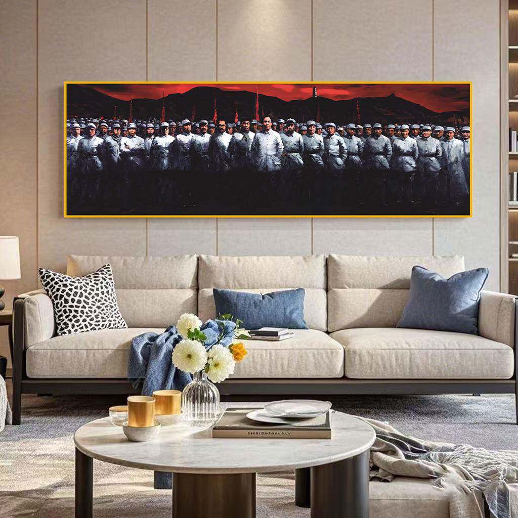毛主席像产主义励志办公画室国伟人装饰画红色HJJ共爱主题客厅装