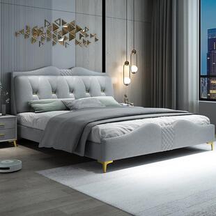 轻奢科技布床2米x2米大床双人主卧婚床1.8现代简约储物实木布艺床