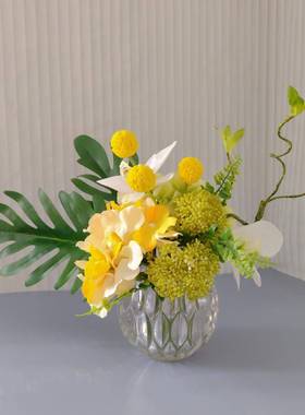 茶几商务洽谈桌花摆件小花束清新自然仿真花餐桌M309