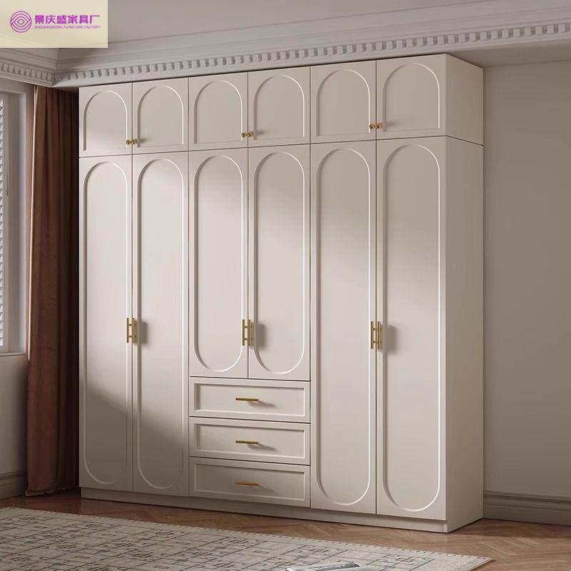 美式奶油风实木柜子衣柜家用卧室大小户型现代简约柜子成品大衣橱