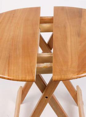 cs全实木折叠桌简易小桌子正方形圆形餐桌户外摆摊便携桌实木烤火