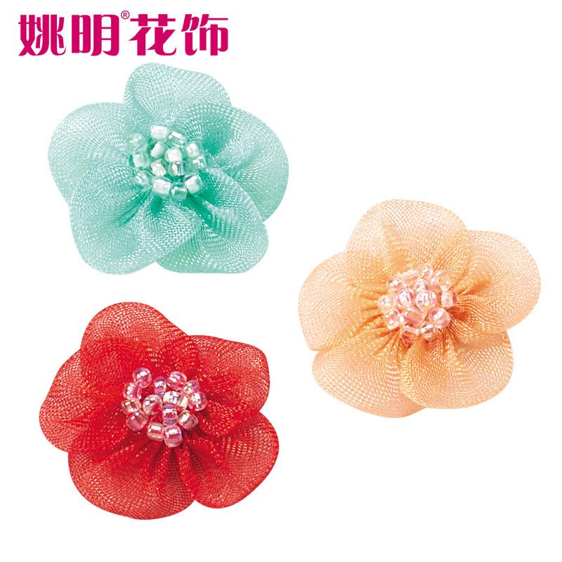 姚明织带手工蝴蝶结2.5cm手工雪纱带五瓣花蝴蝶结服装发绳装饰