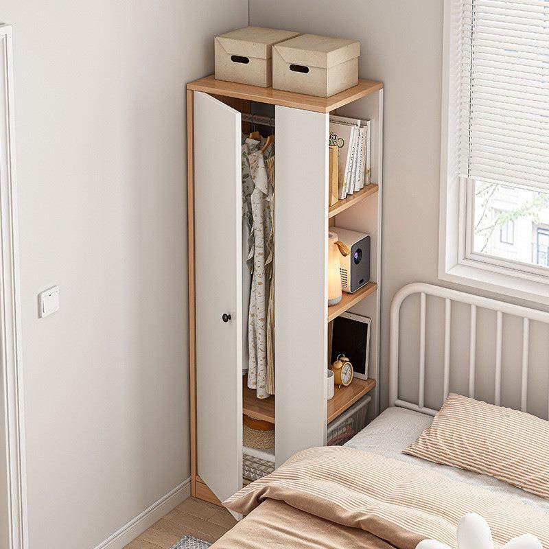 小房间书架衣柜一体出租房女孩单人衣橱床头转角单门挂衣柜收纳柜