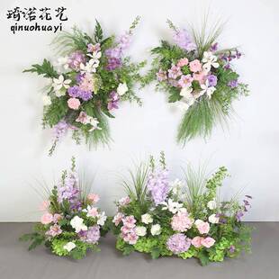 莫奈高端仿真花地排花艺绢花婚礼现场布置订婚假花路引婚庆装饰花