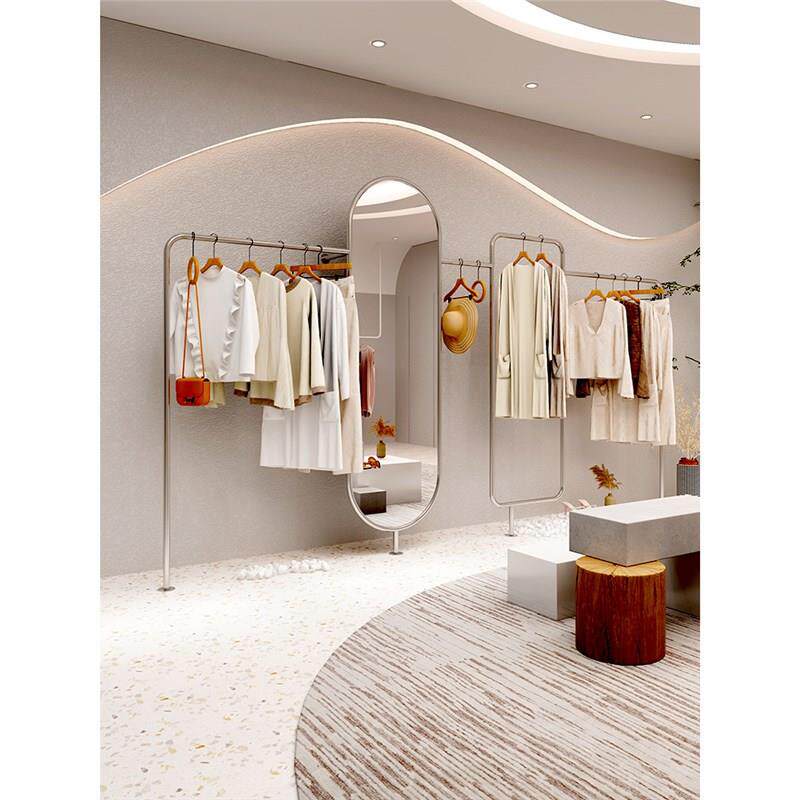 服装店展示架陈列架上墙壁挂不锈钢挂衣服架子韩风简约女装店货架