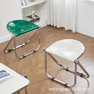 中古餐桌椅轻奢高级感奶油风餐椅家用化妆凳子亚克力透明折叠椅子